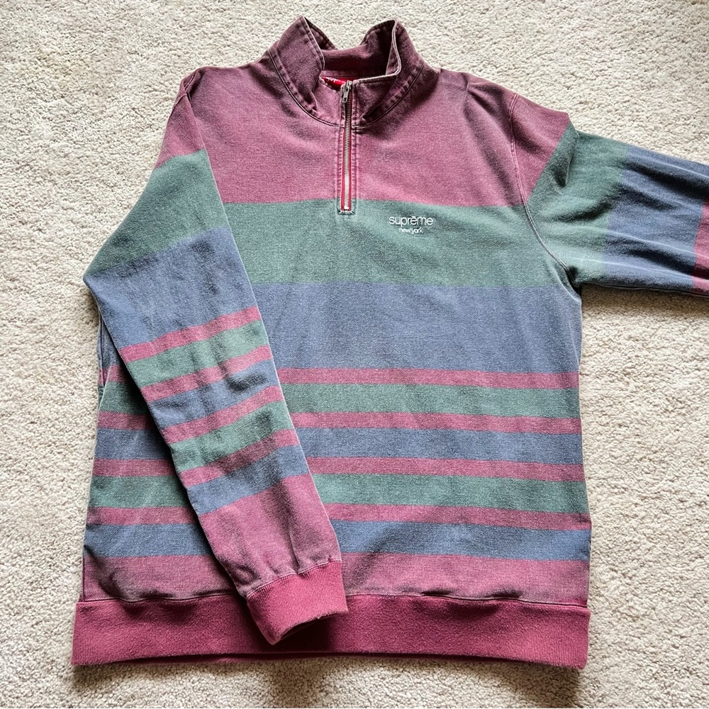 Supreme Men's Multicolor Striped Zip-Up Sweater